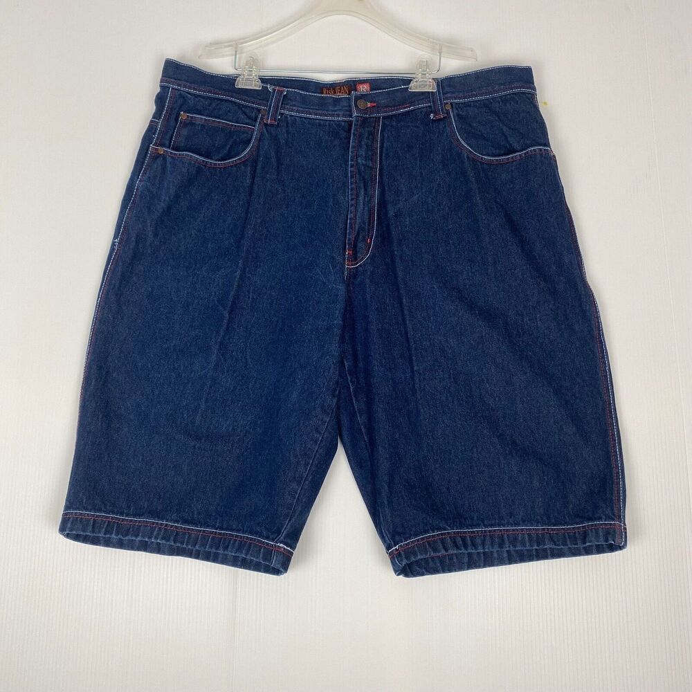 Vintage Risk Shorts Mens SZ48 Denim Baggy Grunge Embroidered Y2K Skater‎ Hiphop